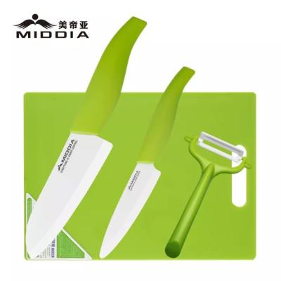 China Sustainable MIDDIA 6pcs Ceramic Kitchen Chef Knife Peeler Scissors Set with Knife Block for sale