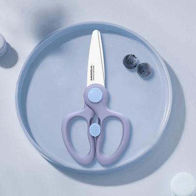 China White Blade and Green Handle MIDDIA Baby Safety Food Scissors 2.5 Inch for Kids Feeding for sale