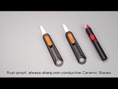 PP Handle Ceramic Utility Knife with Retractable Blade and Portable Safety Box Cutter