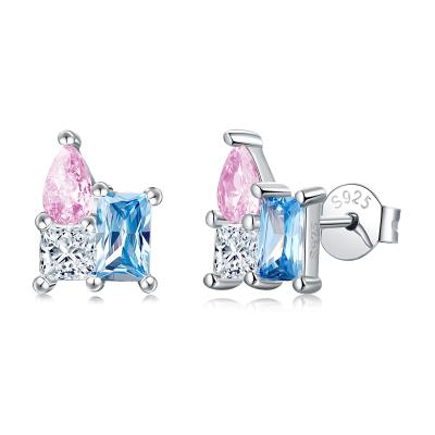 China New design fashionable hot selling platinum plated 925 sterling silver crystal earrings jewelry for girls for sale