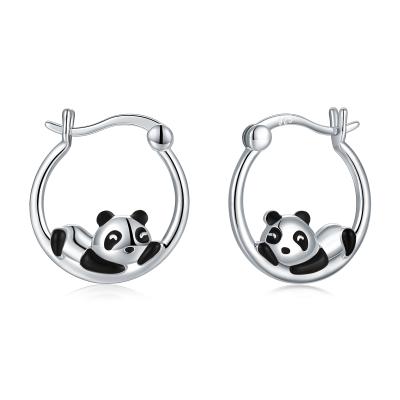 China Trendy Wholesale High Quality Platinum Plated 925 Sterling Silver Panda Stud Earrings For Women Jewelry for sale