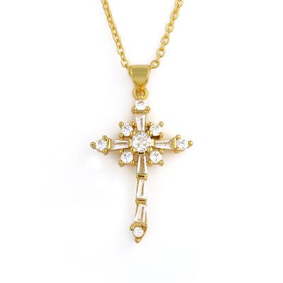 China Religious High Quality Tasty Gold Filled Cross Necklace 18k Gold Plated Pendant Necklace For Women for sale