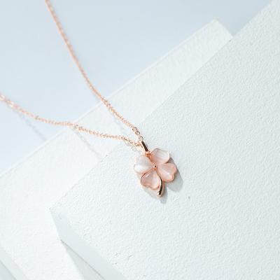 China 4 Leaf Clovers Opal 925 Sterling Silver FASHION Fresh and Natural Necklace for sale