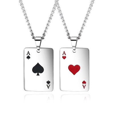 China Wholesale High Polished Playing Cards Unisex Creative Hearts and Ace of Spades Love Pendant Necklace for sale