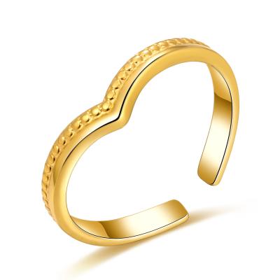 China FASHIONABLE Charm Metal Heart Love Stainless Steel Gold Opening Ring For Women Fine Jewelry for sale