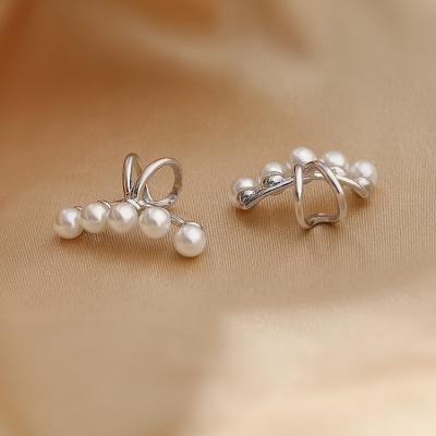 China Hot Sale Fashion 925 Sterling Silver No Piercing Pearl Clip On Earrings No Piercing Ear Cuff For Women for sale