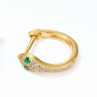 China FASHIONABLE New Arrival 9k Gold Plated 925 Sterling Silver Green Cubic Zirconia Snake Hook Earrings For Women for sale