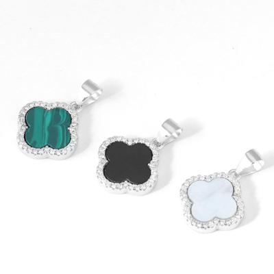 China China Wholesale Multi Color Jewelry Set 925 White Silver Green Black Agate Shell Clover Necklace Earrings Ring Bracelet Jewelry Set for sale