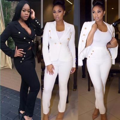 China Fashion Sense White Two Piece Set Blazer Ladies Anti-wrinkle 2021 Elegant Suit Blazers Suits Women for sale