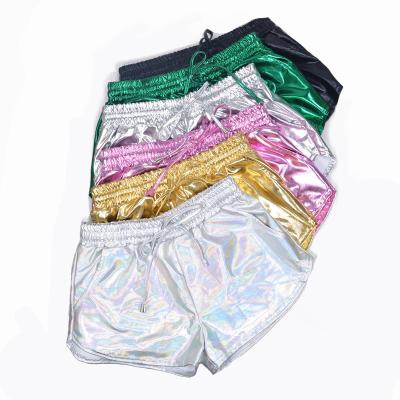 China Anti-Wrinkle Sexy Women's Clothing Solid Color All-match Drawstring PU Shorts Ladies Club Party Hot Pants Shorts for sale