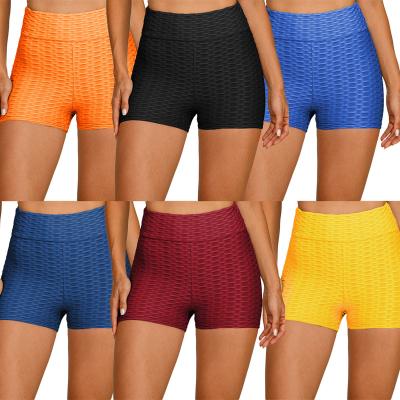 China Anti-Wrinkle Multicolor Women's Summer Shorts Waffle Checks Solid Sport Yoga Shorts Clothes Pleated Skinny Women's Shorts Wholesale for sale