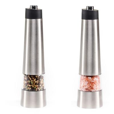 China Sustainable Electric Salt and Pepper Grinder, Automatic Battery Operated Pepper Mill Crusher with LED Light for sale