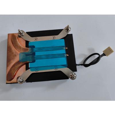 China Computer case heatsink copper plate copper fin and 2 heatpipes with fan for sale