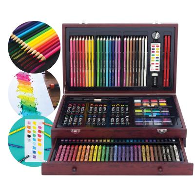 China Set 142 Art Set Wood Carrying Case Painting Drawing PC includes 24 premium colored pencils a large selection of coloring and painting media for sale