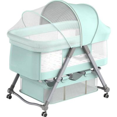 China Modern Simplicity Classic Folding Multi Functional Baby Crib Mobile Baby Hutch Portable Baby Crib for sale