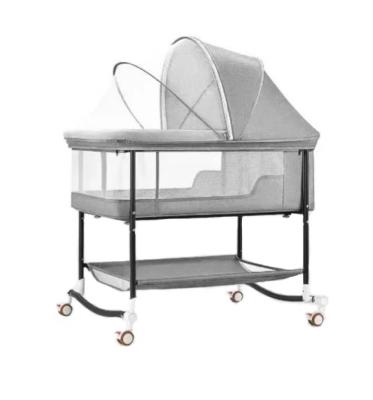 China Modern Wholesale Modern Adjustable Cribs Simplicity Design Crib Luxury Multifunctional Baby Crib Can Be Moved Folding Bed for sale