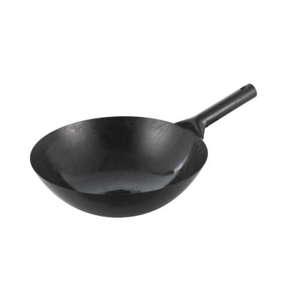 China Viable Wok Single Handle Good Quality Chinese Black Iron Wok for sale