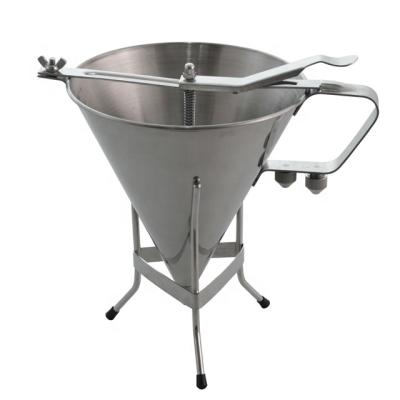 China Oil Flow Stainless Steel Pancake Batter Dispenser Funnel Dispenser With Stand for sale