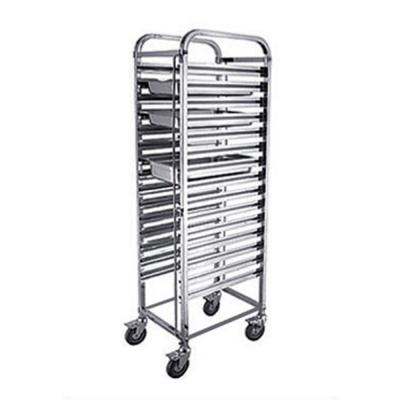 China Stainless Steel Kitchen Stainless Steel Bakery Food Tray Cart GN Pan Trolley Holder for sale