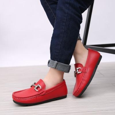 China Stylish Genuine Leather Kids Classic Flat Girls Shoes Without Laces for sale