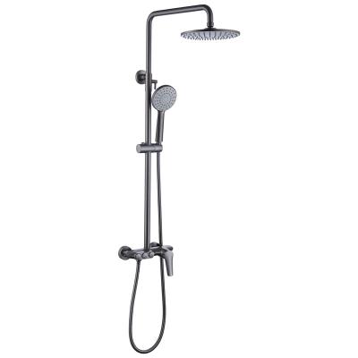 China Without Slide Bar Passage Salt Spray Test Gray Galvanic Plating Cast Body Zinc Handle Knob Control Brass Thermostatic Rain Shower Set for sale