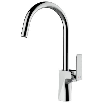 China Modern Zinc Hot Handle Copper Body Cold Water Gooseneck Plating Chrome Sink Faucet Brass Faucet For Kitchen for sale