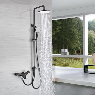 China Sliding Barless Brushed Nickel Faucet System Rain Thermostiatic Mixer Column Black Wall Sliding Shower Bar Set for sale