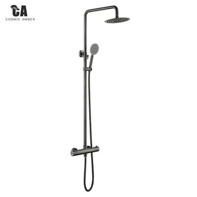 China Without Sliding Bar 304Stainless Steel Bathroom Thermostaticrainfallshower Gray Set for sale