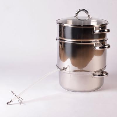 China Sustainable High Quality Three Layer Stainless Steel 304 Steamer Pot With Glass Outlet And Lid for sale