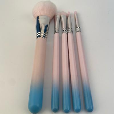 China Angular Blush 5pcs Makeup Brush Set Long Handle Pink 2021 Elegant Handle New Design Makeup Professional Brush Set en venta