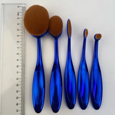 China Angular Blush Makeup Brush Set 5pcs High End Blue Handle Hot Selling Makeup Brush Set for Beauty Makeup Tools for sale