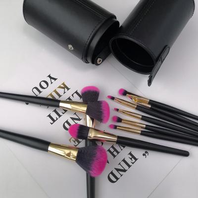 China Angular Blush New Arrival Best Black Leather Bag Makeup Brushes 10 Pcs Vegan Makeup Brush Set With Box for sale