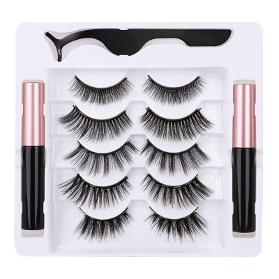 Chine Long Natural Mink Lashes Magnet Eyeliner 3d Magnetic False Eyelashes Set 5 Pairs Magnet Lashes à vendre