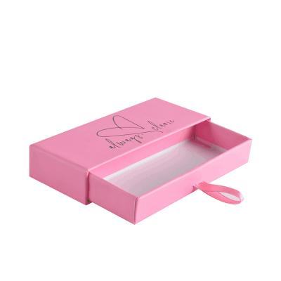 China Recyclable Fancy Pink Eyelash Drawer Paper Box Vendor Kraft Cardboard Packaging Cosmetic Boxes for sale