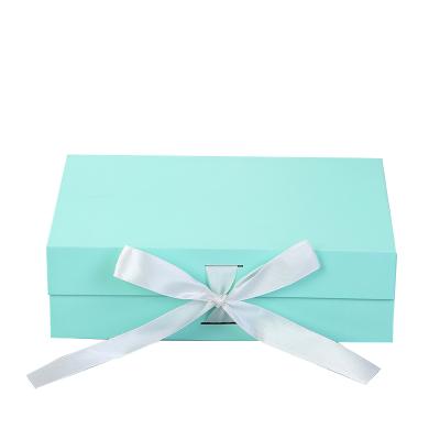 China Recyclable Luxury Matte Black Folding Paper Gift Foldable Ribbon Customized Folding Card Board Boxes for sale