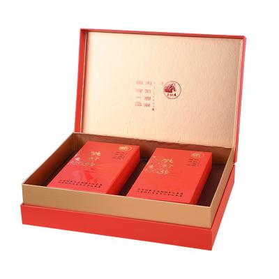 China Recyclable Luxury Red Rigid Cardboard Tea Gift Box Large Colorful Red For Chinese New Year Gift Tea for sale