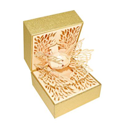 China Gift Packaging Customized Cardboard Luxury Gold Unique Jewelry Packaging Wedding Diamond Ring Jewelry Box for sale