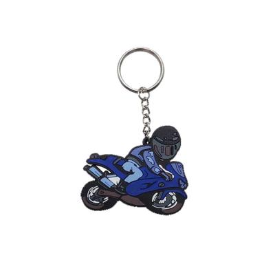 China Customized Popular Soft PVC Rubber Blue Motorcycle Shaped PVC Key Chain for sale