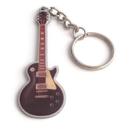 China New Metal Souvenir Guitar Shape Printing Printed Metal Key Chain for sale