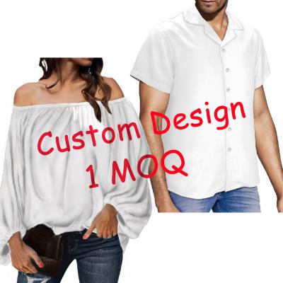 China POD Anti-Pilling Custom Personalized Polynesian Women Clothing Tops Chiffon Design Tattoo Hawaiian Shirt Casual Matching Outfits For Couples for sale