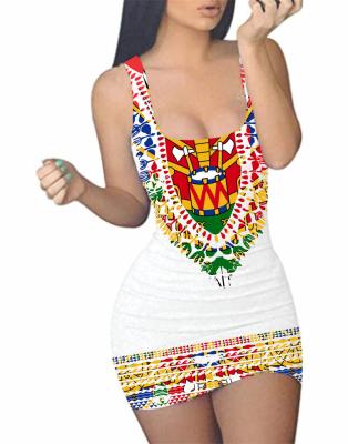 China Anti-Static Dashiki Haiti Flag Dress Elegant Lady Sleeveless Custom Fashion Mini Dress Summer Casual Dress Bodycon Dress For Ladies 1 MOQ for sale