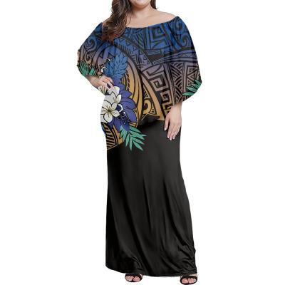 China American Samoa Anti-Static Polynesian Plumeria Off The Shoulder Bodycon Maxi Elegant Cocktail Party Short Club Dresses Plus Size for sale