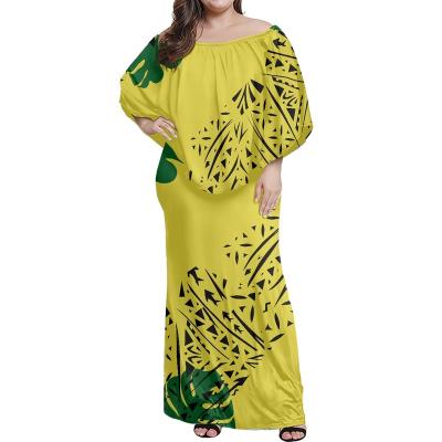 China Anti-Static Plus Size Dresses Lady Island Fashion Samoan Puletasi Design Women, Polynesian Dress Off Shoulder Maxi Dress Custom Strapless for sale