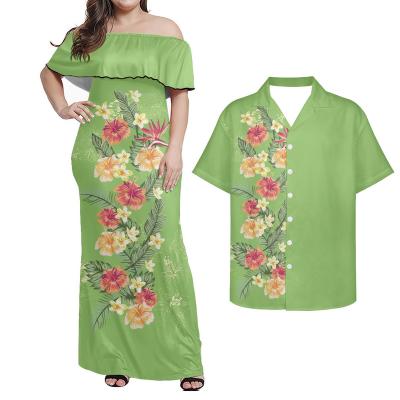 China Plus Size Anti-Static Party Dress For Women Off The Shoulder Puletasi Style Hibiscus Flower Pattern Bodycon Dresses And Shirt Custom Assortment for sale