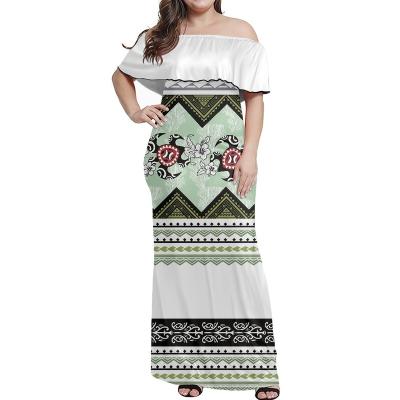 China Polynesian Samoan Anti-Static Puletasi Dress Patterns Dress Casual Elegant Off The Shoulder Evening Bodycon Sleeveless Tight Fit Dress for sale