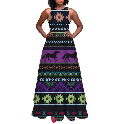 China Ethnic Anti-Static African With Wild Animals Pattern Sleeveless O Neck Party Night A-line Party Dress For Women Beach Summer Maxi Dress for sale