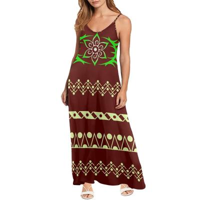 China Sexy Lady Vestido Ropa Mujer de Maxi Dresses Women Hawaii Polyneisan Spaghetti Tribal Anti-Static Casual Sleeveless Dress Bride Pattern Dress for sale