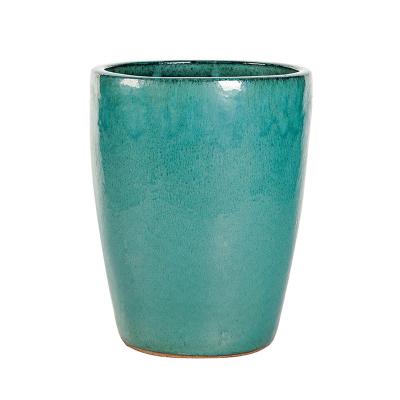 China New Popular Sturdy Sturdy Blue Smooth Surface Glazed Ceramic Flower Pots Indoor And Outdoor Garden Planter for sale