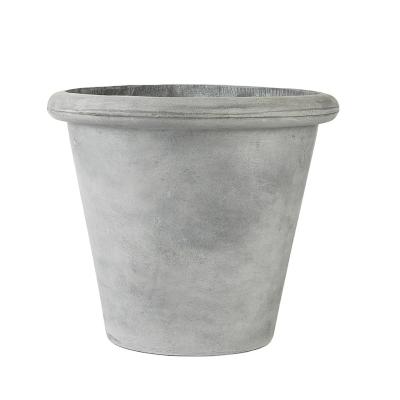 China Good Design Fiberstone Permeability Round Flower Vase For Planters Outdoor Premium Concrete Round Flower Pot for sale