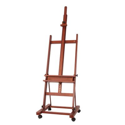 China Easel High Quality Good Quality Artist Master Studio Painting Wooden Drawing Painting Easel With Wheel for sale